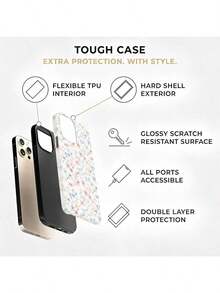 Flower Light Pink And Light Blue Ditsy Floral Patterns Two-In-One Matte Texture Phone Case Compatible With Iphone 16, 15, 14, 13, 12, 11, PRO MAX,PLUS - Multicolor - View 5