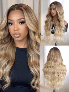 Multi Color Wavy Curly Long Hair - Long Heat-Resistant Synthetic Wig, Suitable For Women, 4X2 U-Part Lace Wig 24 Inch Split Wig - Party Costume, Daily Wear, Colorful Wig, Music Festival Halloween Costume Wig - Multicolor - View 1