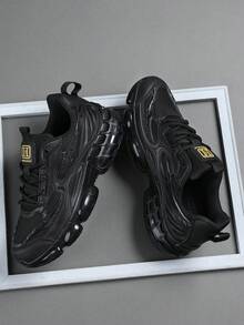 男士时尚运动鞋 男士系带鞋 男士休闲鞋 个性化黑色街头休闲鞋 - 黑色 - 查看 1