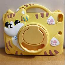 360° Rotating Holder Protective Case With Pencil Slot Compatible With IPad 10th/11th A16/56789th/Mini/Air/Pro, Cute Cat Silicone Shockproof Durable Suitable For 7.9" 8.3" 9.7" 10.2" 10.5" 10.9" Apple Tablets - Yellow - View 11
