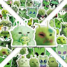 100pcs Funny Cat Alien Stickers, Abstract Alien Cat Creative Stickers, Handmade DIY Stickers For Phone, Tablet - Multicolor - View 1