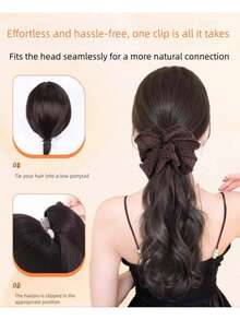 合成假发马尾辫豹纹发饰马尾辫女士蓬松卷发秋冬卷发马尾辫适合女性日常佩戴和派对