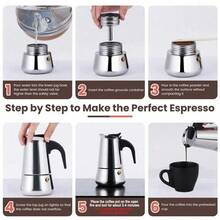 2/4/6/9/12 Cup Capacity Stainless Steel Coffee Pot, 100-470ml Volume, Moka Pot/Espresso Maker, Suitable For Home Kitchen And Camping - Silver - View 10