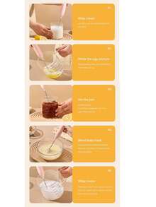 电动奶泡器和打蛋器，自动奶油搅拌器，迷你蛋糕机，烘焙打蛋器，家用 - 彩色 - 查看 7