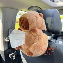 Cute Car Tissue Box | Multi-Functional Hanging & Armrest Design | Creative Drawout Paper Holder - Brown - View 3