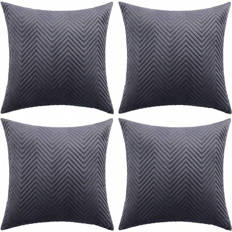 CYPN4 Fundas de Cojín Decorativas de Color Sólido Suave Acolchadas en Relieve 3D Juego de Fundas de Cojines con Cremallera Invisible para Sofá 45x45cm-Gris OscuroFashion - GrisOscuro - Ver 1