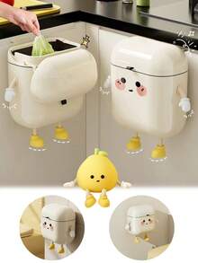 1pc 3.2 Gallons/12 Liters Kitchen Cabinet Door Hanging Trash Can Office Hanging Trash Can Plastic Compost Bin With Lid PP Plastic Material Smooth Surface Easy To Clean Leak-Proof Seal Silent Closing Pull-Out Opening Trash Storage For Kitchen Office Bathroom RV Home - Multicolor - View 2