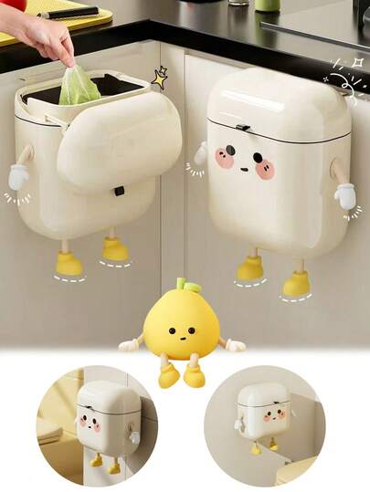 1 st 3,2 gallon/12 liter köksskåpsdörr hängande papperskorg kontor hängande papperskorg plastkompost med lock PP-plastmaterial slät yta lätt att rengöra läckagesäker tätning tyst stängning utdragbar öppning papperskorg förvaring för kök kontor badrum husbil hem