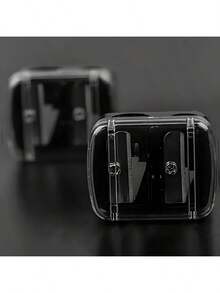 1-Piece Portable Dual Hole Makeup Pencil Sharpener With Ventilation And Debris Collection Function - No Battery, Perfect For Eyebrows And Makeup Pens, Essential For Travel - 黑色 - 查看 2