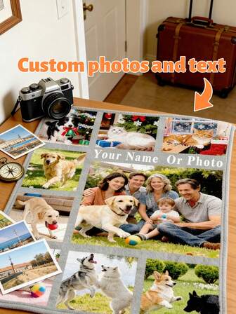 1 pieza Manta personalizada con nombre de imagen, regalo de pareja personalizado con imagen personalizada, manta de franela impresa personalizada, regalo para aniversario, decoración del hogar, adecuada para cumpleaños, bodas, regalos de Navidad en todas las estaciones, exclusiva para amigos, familia, mascotas, colección conmemorativa