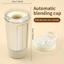 1/13.53盎司便携式可充电电动搅拌杯，USB充电，便携式咖啡搅拌器，透明设计带刻度，PP材质，适用于咖啡、奶粉和蛋白奶昔，旋转搅拌设计，适合室内外使用，非常适合制作热巧克力、可可、牛奶、拿铁、咖啡和蛋白粉。