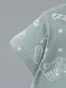 6pcs/Set Boys' Cartoon Dinosaur & Car Print Short Sleeve Shorts Pajama Set, Lightweight Home Clothes - Multicolor - View 5