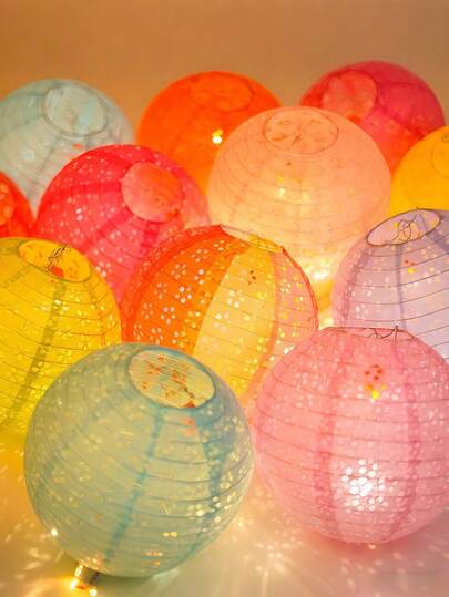 3/6个彩色圆形纸灯笼，带LED灯，9种颜色可选，中式/日式东方风格传统亚洲卧室纸灯，樱花图案，防水，适合晚餐或生日派对装饰，也适用于生日、婚礼、周年纪念、订婚、新娘送礼会、中国新年、情人节、母亲节、乔迁派对、庆祝活动、户外、房间装饰（彩色）