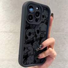 Funda de Teléfono Moderna y Elegante - Funda de Teléfono con Diseño de Calavera Retro Compatible con iPhone 16, 15, 14, 13, 12, 11 Pro Max, Mini, XR, XS, X, 7, 8 Plus, con una Parte Trasera de TPU Suave para Protección contra Caídas. Fundas Protectoras de Diseñador Lindas y Femeninas para Mujeres - 1 pieza - Ver 1