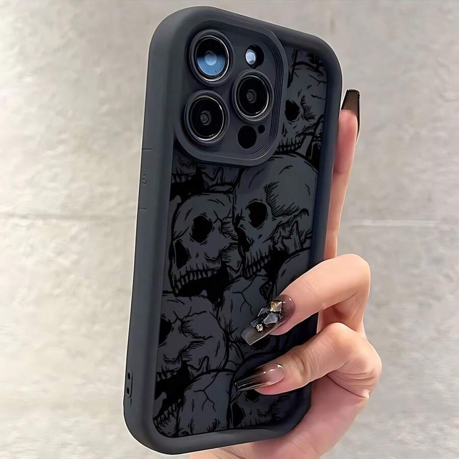Funda de Teléfono Moderna y Elegante - Funda de Teléfono con Diseño de Calavera Retro Compatible con iPhone 16, 15, 14, 13, 12, 11 Pro Max, Mini, XR, XS, X, 7, 8 Plus, con una Parte Trasera de TPU Suave para Protección contra Caídas. Fundas Protectoras de Diseñador Lindas y Femeninas para Mujeres - 1 pieza - Ver 1