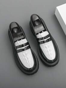 男士鳄鱼纹压花休闲乐福鞋，轻便舒适，休闲德比鞋