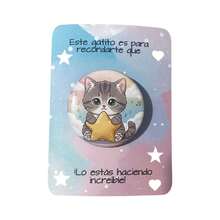 Boton Pin Broche de Gatitos con Tarjeta de Apoyo Emocional - Blanco - Ver 2