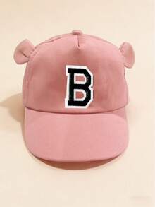 1pc Infant Cute 26 Letter Baseball Cap, Toddler Adorable Ear Design Letter Style Girl's Korean Fashion Sun Hat, 1-3 Years Old - Pink - View 6