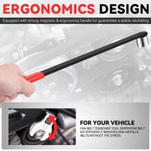 Automotive Belt Tool Set - Pulley Removal Wrench Kit, Car Belt Install Extractor | Engine Repair Socket Kit, Heavy Duty Serpentine Wrench Tool, With 3/8 Inch Square Drive And 13 14 15 16 18mm Crowfoot Wrenches, For Trucks, Sedans, Workshop Garage Mechanics - A - View 4