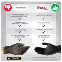 Best Trading 100 Guantes 100% Nitrilo Color Negro: Libres de Látex y Vinyl Alta Calidad Premium Tecnología Touchscreen. Comodidad  y Funcionalidad en tus Manos - Grande - Ver 6