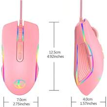 IULONEE Ratón tipo C USB C con cable para juegos ergonómico 4 RGB retroiluminado 3200 DPI compatible con M@c Matebook Comebook HP OMEN Windows PC portátil y más dispositivos USB tipo C -0002 - Rosado - Ver 2