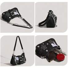 Y2K Style Retro Shoulder Bag For Women, Color Block Crossbody Star Chain Purse Small Bag For Girls, Ladies, Students, Young Professionals, Office Workers, Commuters, School Outings, Stars Hollow Women Bag, 2000s Fashion Style Bag For Women, Halloween/Christmas/New Year Purse Perfect For Fancy Party Halloween//Christmas/New Year  Fashion & Gothic Fashion, Best Halloween/Christmas/New Year  Gifts For Women - màu đen - Xem 6