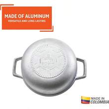 IMUSA Caldero - Olla con tapa de aluminio de 2 cuartos de galon aluminio fundido perfecta para servir grupos pequeños asas remachadas fabricada en Colombia plata - Gris - Ver 3