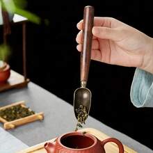 1pc/2pcs Ebony Wood & Alloy Elegant Tea Spoon - Suitable For Gongfu Tea Ceremony, Coffee Stirring And Beverage Enjoyment - Multicolor - View 1