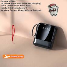 Pin dự phòng mini dễ thương bỏ túi 10000mAh 5V2A sạc nhanh, kích thước nhỏ, dung lượng lớn, vẻ ngoài cao cấp, tích hợp 4 trong 1, cáp có thể tháo rời, pin sạc tốc độ cao, dành cho iPhone 6 7 8 X XR 11 12 13 14 15 Pro Max dành cho Apple iPhone, iPad, điện thoại Android, quà tặng cho gia đình, bạn bè, trẻ em, sinh nhật, giáng sinh, mùa đông, Black Friday Sạc USB di động cho tất cả điện thoại thông minh Hoàn hảo cho những người đam mê hoạt động ngoài trời Pin dự phòng có đèn LED, pin lithium polymer an toàn và ổn định. dành cho Apple iPhone, iPad, điện thoại Android, quà tặng cho gia đình, bạn bè, sinh nhật, mùa đông, lễ tình nhân, lễ Phục sinh Thích hợp cho hoạt động ngoài trời, mua sắm, du lịch, nguồn điện di động sạc siêu nhanh, hiển thị mức pin, thiết bị sạc di động có cổng USB và Type-C, pin lithium polymer an toàn và ổn định - màu đen - Xem 2