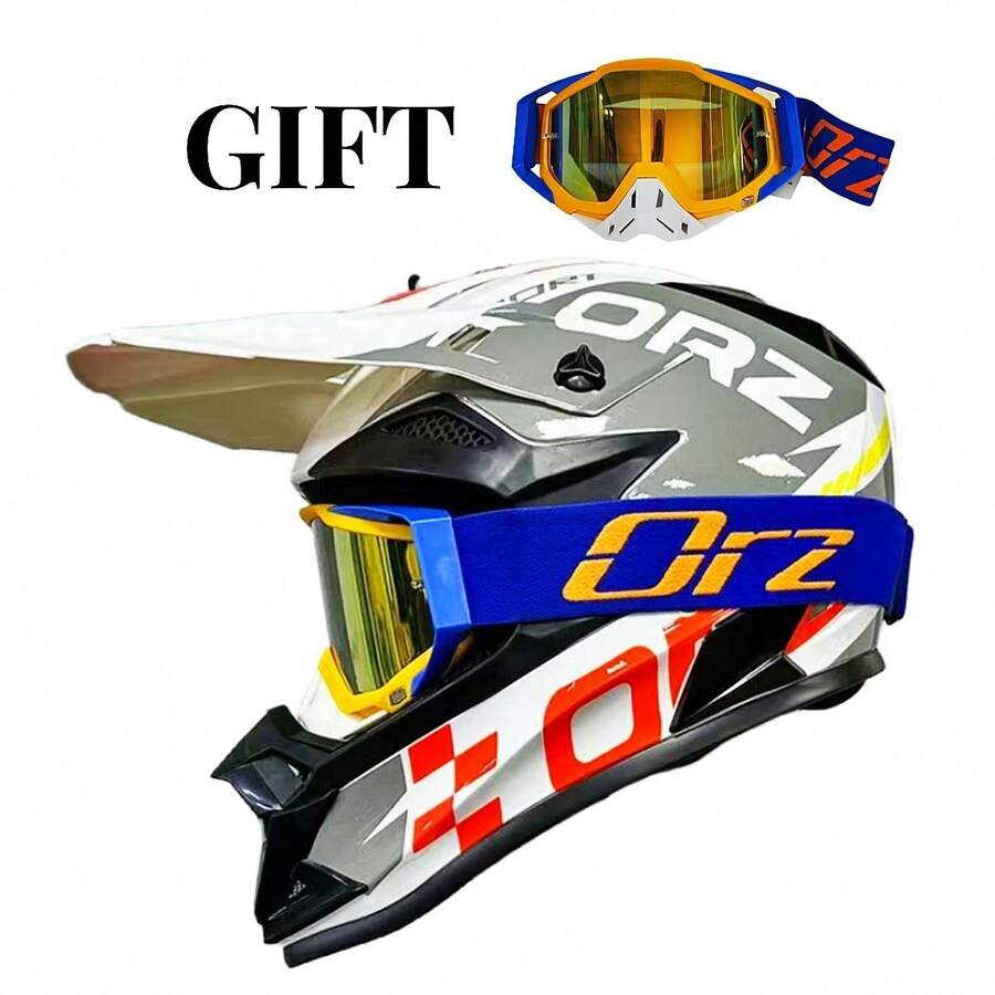 AD 1pc Motorcycle Motocross Helmet, Electric Bike Bicycle Safety Protective Helmet, Mountain Bike Downhill Cap, Unisex All Season - Red and White - View 1