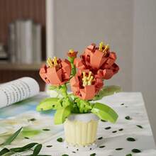 1/3/6 piezas Flores de bloques de construcción, partículas pequeñas, encanto floral de temporada, inmortal, plantas suculentas en maceta, juguetes de rompecabezas para niños, regalos creativos DIY, decoración de escritorio - Multicolor - Ver 8