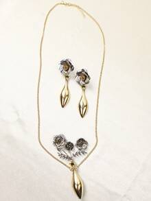 ZA 欧美波西米亚风首饰套装 - 两件套，包含项链和耳环 | 醒目的花瓶设计 | 节日礼物吸睛配饰 - 花瓶 - 查看 4