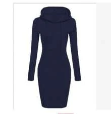 Women Sports Sweater Dresses - Navy Blue - View 5