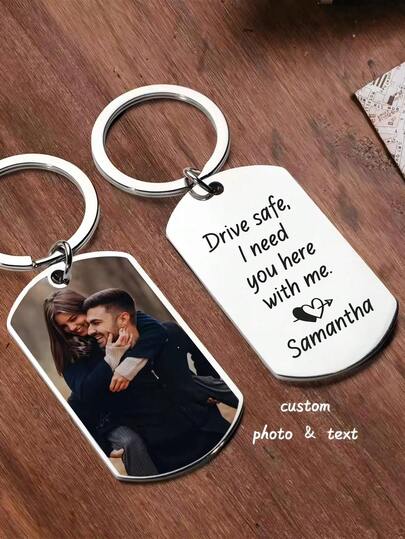 Custom Photo Keychain: Engraved Stainless Steel Drive Gift