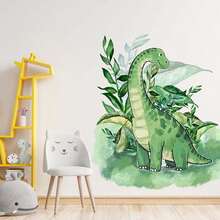 1pc Cartoon Cute Watercolor Dinosaur Wall Sticker, Suitable For Bedroom Living Room Wall Decor, PVC Material Self-Adhesive Removable, Size 23.6inch*11.8inch