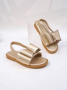 Sandalias planas con cordones de estilo casual de vacaciones para niñas, nueva llegada de verano - Dorado - Ver 6