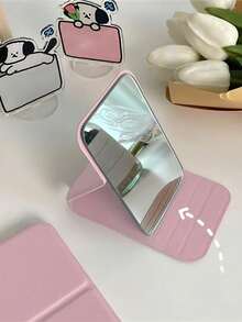 Foldable Portable Makeup Mirror, Adjustable Angle Folding Vanity Mirror With PU Leather Case, Beauty Supplies, Desktop Makeup Mirror, Rectangular Desktop Foldable Compact Minimalist Makeup Mirror, Travel Portable Makeup Mirror - Multicolor - View 2
