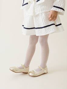 1/3双女童连裤袜，奢华水钻装饰，闪亮超薄网眼连裤袜，亲肤柔软舒适，时尚百搭，适合日常穿着、舞台表演、节日礼物、返校季等场合。 - 白色 - 查看 3