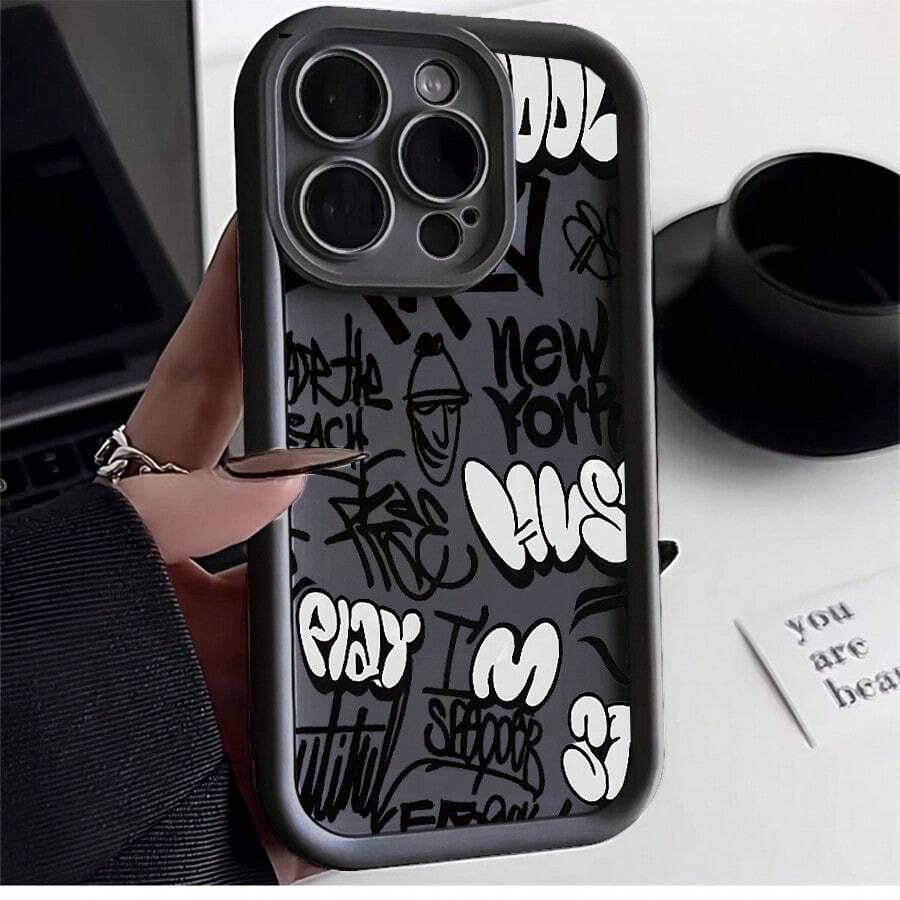 Flexible, Drop-Resistant Graffiti Art Protective Case With Camera Protection. Case For Apple 13, 14, 15, 11, 12, 16, 17 Pro Max, 17 Air, 14, 15, 16 Plus XR, Galaxy A03, A04E, A05S, A10S, A11, A12, A13 4G, A14, A15, A20, A23, A32, A34, A35, A50S, A30S, A51 4G, A52S 5G, A54, A55, A71 4G, A72, S20, S21, S23 FE, S22, S23 Ultra, S24 Plus, M34, A07, A17, S25 Edge, Redmi A2, A1, A3, 8, 9A, 10C, 12 5G, 12C, 11A, 13, 13C, 14C, POCO C55, C65, X3, X4, X6, X7 PRO 5G M3 F3 F5 F6 F6 F7 PRO F7 Ultra Note 8 8 Pro 9 9s 9 Pro 10s 11s 4G 11 Pro 12 5G 12S 4G 12 Pro 5G 13 4G 13 Pro 4G 14 Pro 5g 14 5G 14 Pro 4g 5g K80PRO A5 11 12 Lite 14 15T Pro 15T 15 4G 15 Pro Plus MOTO E13 G04 4G G24 4G E14 G14 G22 G30 G10 G20 G34 G53 G54 G84 Edge 60 PRO 5G Infinix 50s VIVO 5G REALME C71 UV Custom Printing Minimalist Anti-Scratch Case Perfect Fit P2533 - 黑色 - 查看 1