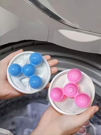 1pc 4th Gen Washing Machine Filter - Upgraded Conical Net 2X Filtration, Pink/Blue/Purple Available, Reusable Lint Collector, Dual Vortex Flow Design, Traps Pet Hair/Threads, Fits Drum/Pulsator Washers