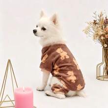秋冬新款法兰绒柔软宠物衣服、狗狗连体衣、猫咪服装，适合贵宾犬、泰迪犬、比熊犬等宠物 - 灰色 - 查看 4