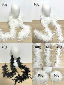 1条79英寸天然羽毛围巾，纯色披肩，适合演出、婚礼、生日派对、圣诞节、嘉年华、服装装饰。火鸡羽毛可能会轻微掉落，正式场合配饰，情人节服装。