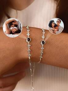 1pc Customized Heart Projection Bracelet, Personalized Heart Shape Picture Projection Bracelet For Women, Girlfriend Gift, Valentine's Day Gift, Christmas Gift, Mother's Day Gift - Style 2 (Color Of Your Choice) - View 5