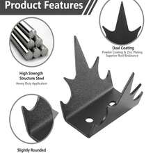 Juego de 12 púas de metal para vallas, para escalada, intrusión, para  en el jardín y el hogar. - Negro - Ver 3