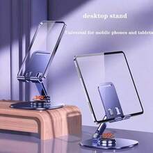 Foldable Phone Stand Adjustable Rotating Desktop Holder For Office Home Compact Portable Design Stable Structure Compatible All Smartphones Tablets - Grey - View 9