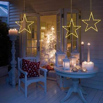 Set med 1/3 st hängande järnstjärnlampor - Batteridriven vattentät Ramadan-dekoration för fönster, butik och Eid-fest inomhus- och utomhusdekor