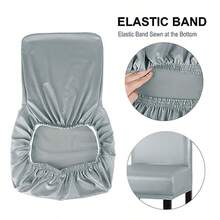 PiccoCasa - Fundas impermeables para taburetes de bar de piel sintética altura lateral con banda elástica color gris 2 unidades - Gris - Ver 8