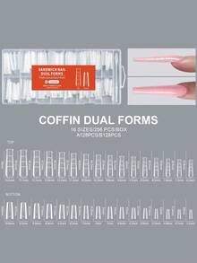256pcs Professional Sandwich Nail Art Mold Set, Almond & Round Nail Extension Molds, No Paper Needed, 16 Sizes, Plastic Material, Nail Salon Tool - Nhiều màu - Xem 11