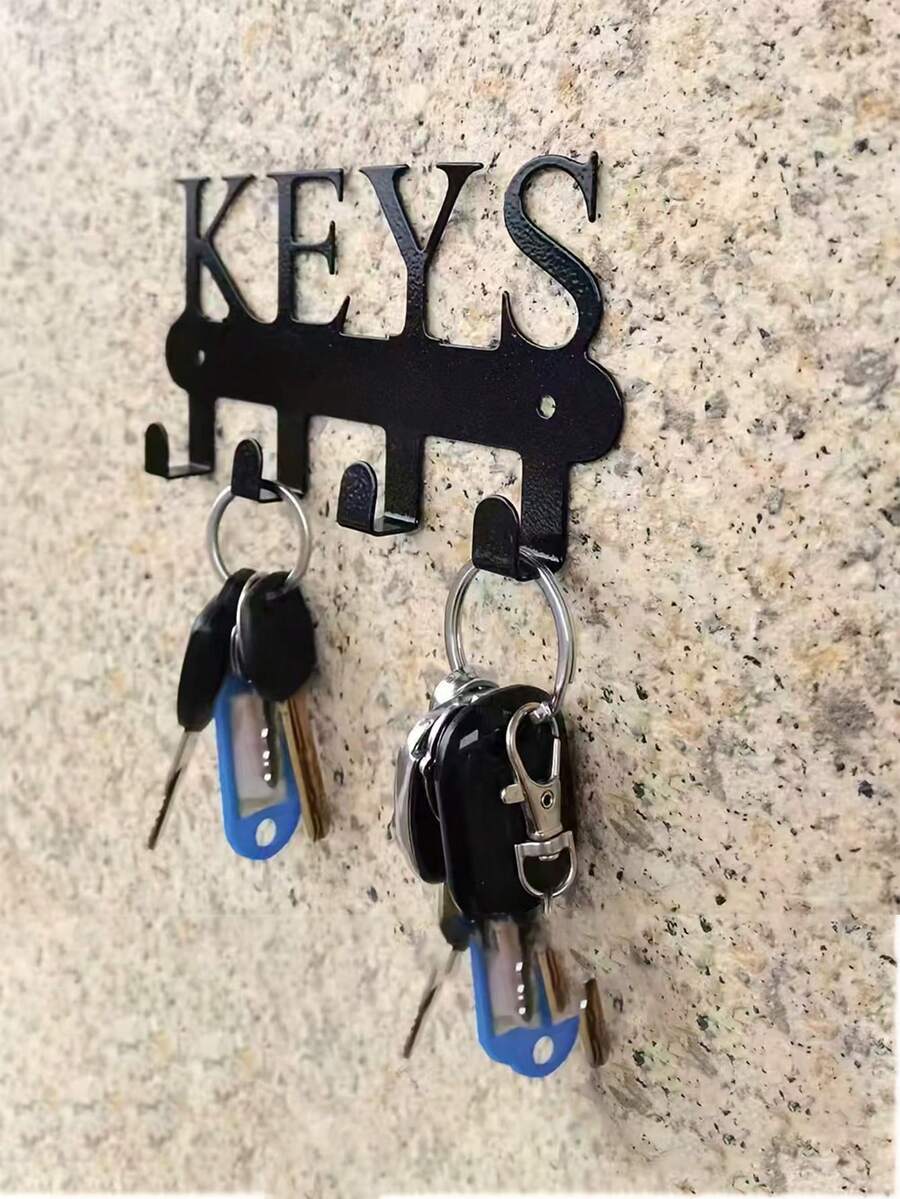 Versatile Metal Key Hook Rack - Easy Install Wall-Mounted Organizer For Coats, Hats, Towels & More - Perfect For Kitchen, Bathroom, Garage Decor