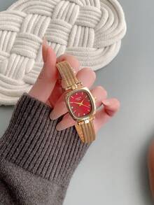 1pc Gold Women's Quartz Watch Exquisite Fashionable And Simple Suitable For Daily Matching Birthday/Graduation Gifts Casual Gatherings And Banquets - Gold - View 7